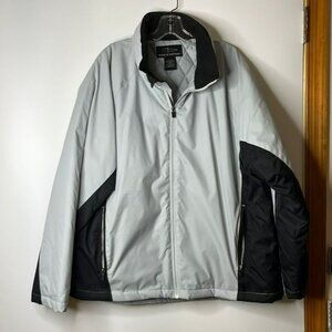 Page & Tuttle Mens Gray Black Windbreaker Jacket Quilted Lining L LARGE